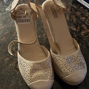 Catherine Malandrino Beige Espadrille Wedges